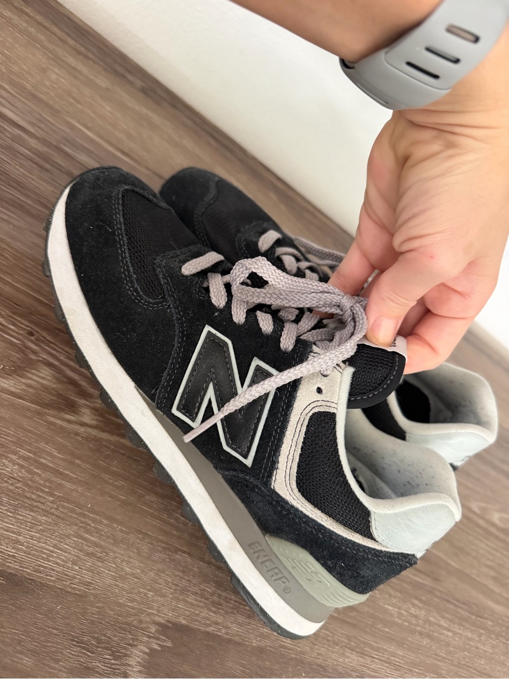 New Balance Kids Black & Gray Suede Mesh Sneakers
